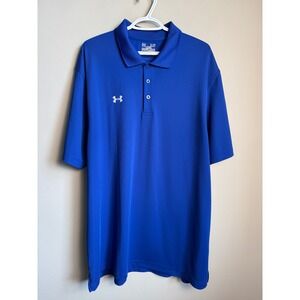 Under Armour HeatGear Loose Short‎ Sleeve Polo Shirt XL Blue Preppy Sporty Golf